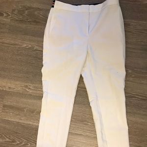 Zara Basic White Pants Striped Waist